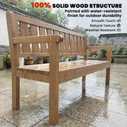 Wooden Garden Bench with Lift-Up Table and Hidden Storage for Outdoor Seating Teak AOSOM