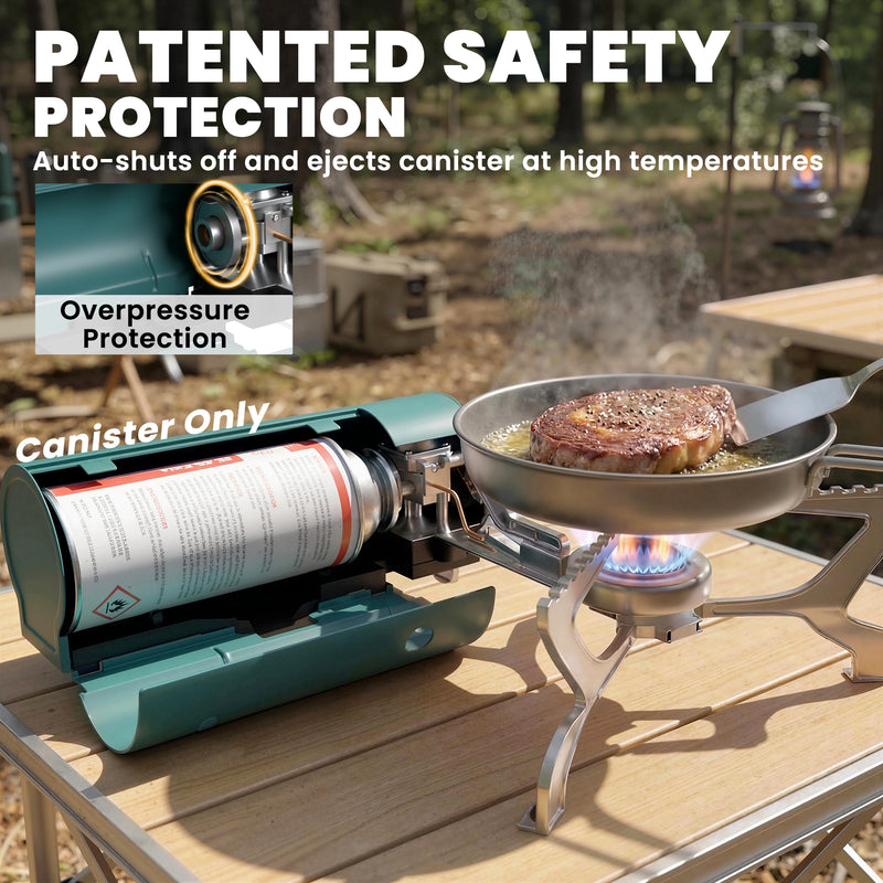 Portable Folding Gas Stove for Safe Outdoor Cooking with Auto Shut-Off Green AOSOM