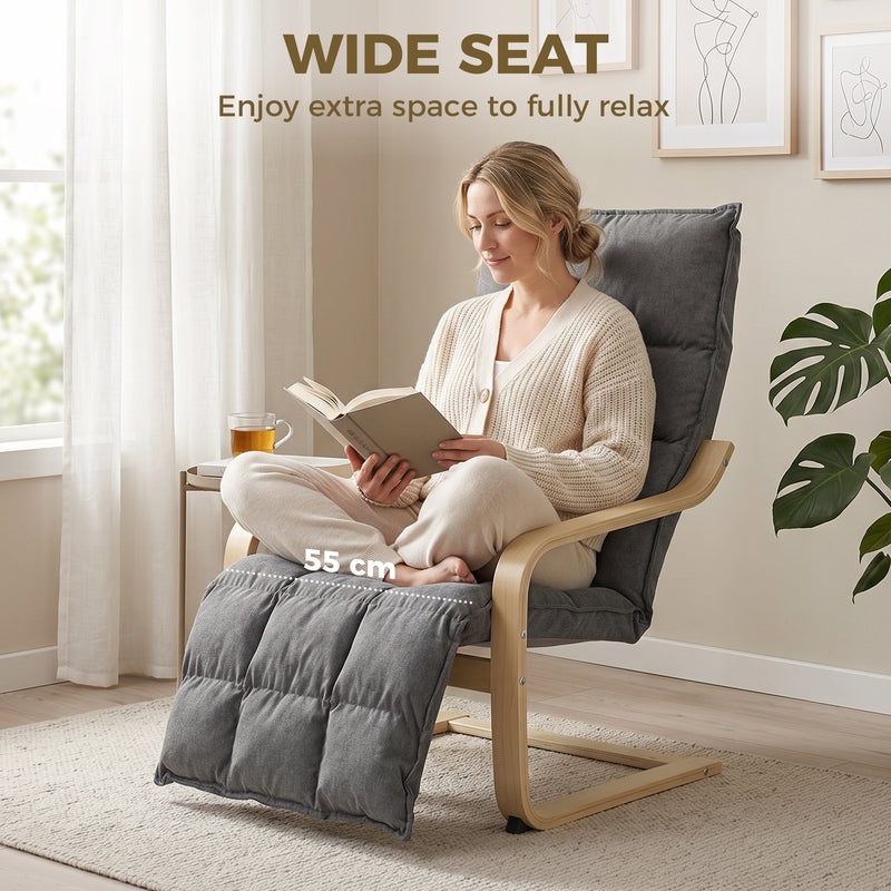 Accent Chair with Footrest for Comfortable Reading and Relaxing at Home Grey