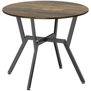 Round Dining Table with Sturdy Black Legs and Anti Slip Feet for Kitchen or Dining Room Rustic Brown