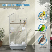 White Bird Cage for Budgies Finches Canaries with Accessories Toys and Tray by PawHut