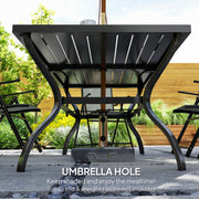 Grey 7 Piece Steel Patio Dining Set With Parasol Hole by Outsunny
