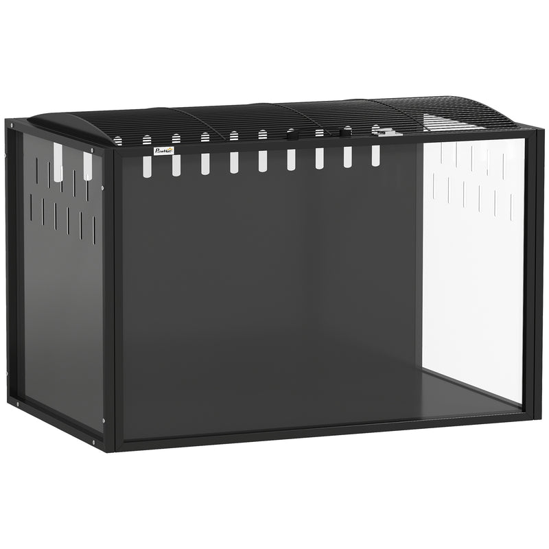 Hamster Cage with Spacious Interior and Easy Access for Cleaning and Feeding Black Transparent AOSOM