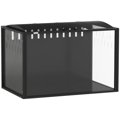 Hamster Cage with Spacious Interior and Easy Access for Cleaning and Feeding Black Transparent AOSOM