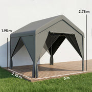 3x3m Garden Gazebo with Double-Layer Walls for Privacy and All-Weather Shelter, Dark Grey Outsunny