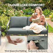 Garden Sofa Set for 4 with Cushions and Lightweight Aluminium Frame Black and Grey Outsunny