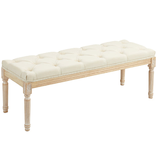 Cream White Vintage Wooden Bed End Bench for Bedroom or Hallway by HOMCOM
