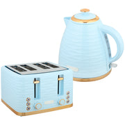 3000W Kettle and 4 Slice Toaster Set with 7 Browning Levels and Crumb Tray, Light Blue