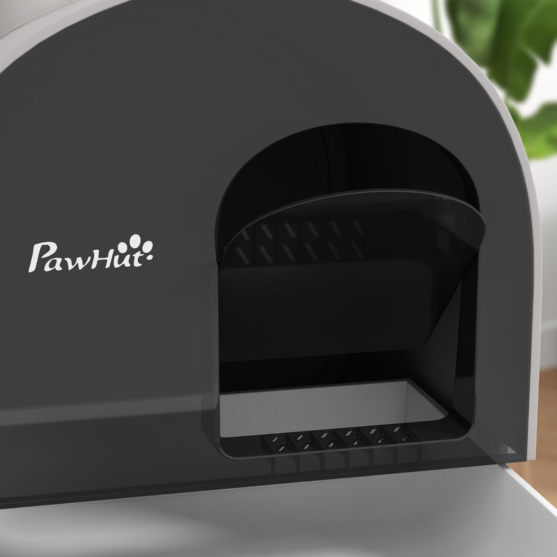 Covered Cat Litter Box With Scoop Filter and Flap Door for Odour Control Light, Grey