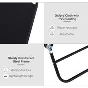 Black 2 Piece Foldable Sun Lounger Set with 5 Position Backrest for Outdoor Relaxing