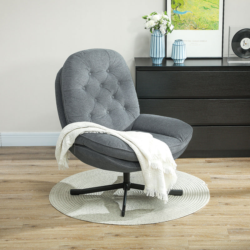Swivel Recliner Armchair with Padded Seat for Lounge or Office Use Grey