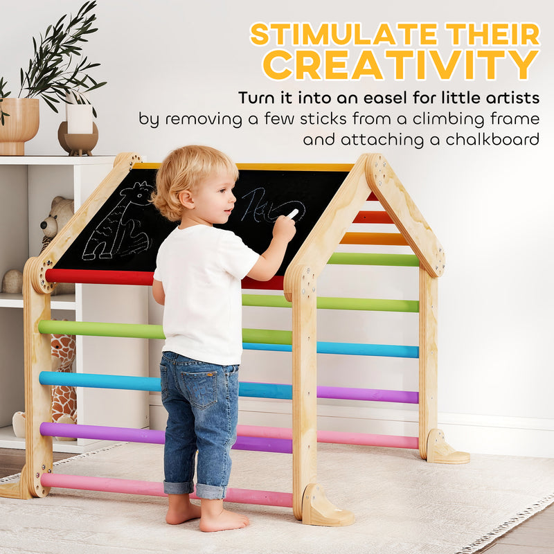 9 in 1 Toddler Climbing Frame With Slide Ramp Ladder and Blackboard For Indoor Play Grey AOSOM