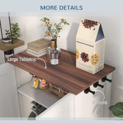 White Pet Feeding Station with Raised Dog Bowls Storage Cabinet and Hooks