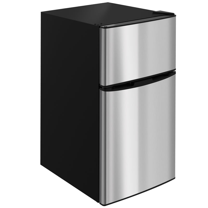 88L Under Counter Fridge Freezer with Adjustable Temperature and 3 Star Freezer, Black & Silver