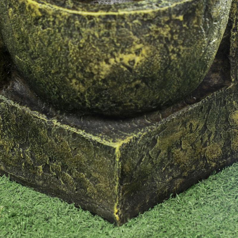 4 Tier Garden Water Fountain Feature with Stone Effect Bowls and Adjustable Water Flow