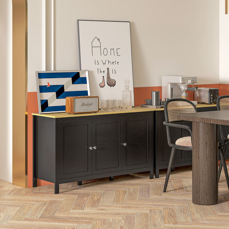 Black Sideboard Buffet Storage Cabinet with Adjustable Shelves for Organised Hallway or Living Room