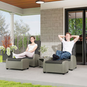 5pc Rattan Outdoor Lounger Furniture Set with Cushions in Charcoal Grey by Outsunny