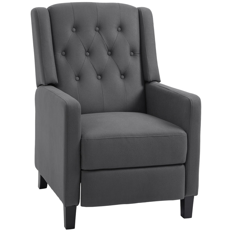 Wingback Recliner Armchair with Leg Rest for Home Theatre Comfort Deep Grey