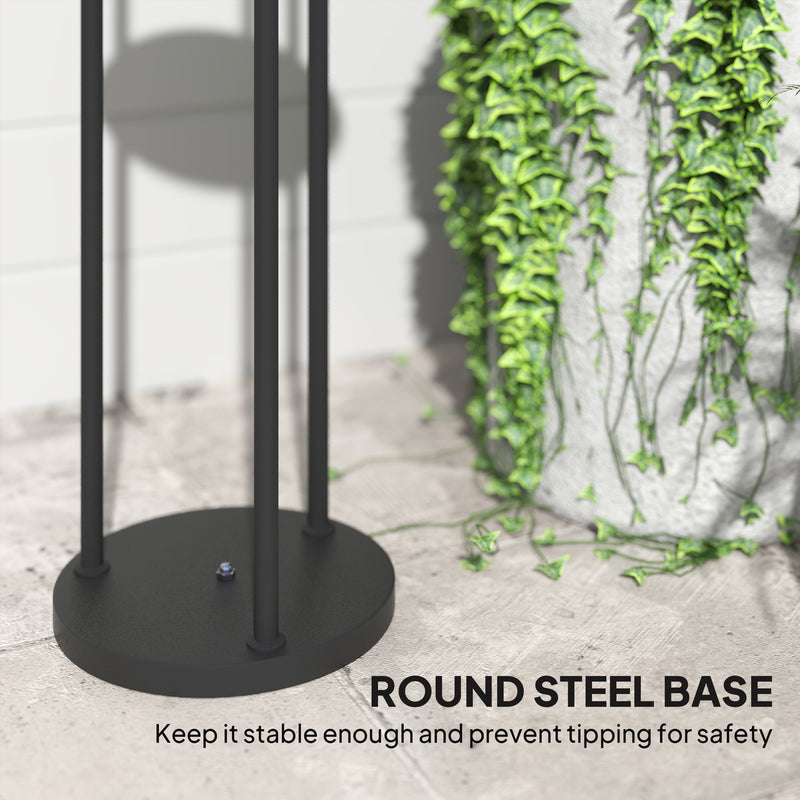 Boho Rattan Floor Lamp with Shelf 3 Light Solar Powered Waterproof IP44 by Outsunny