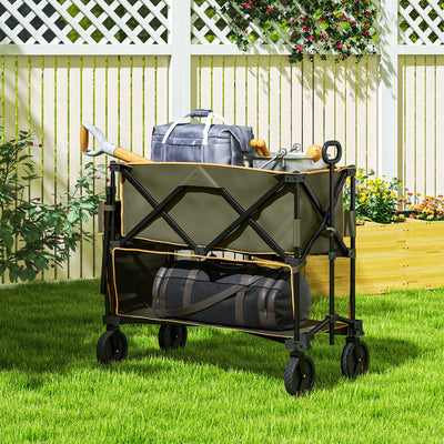 Grey Double Decker Folding Trolley Wagon 200kg Capacity for Camping and Festivals