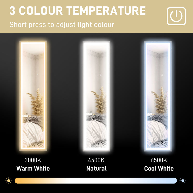 Full Length Mirror with Adjustable LED Light Grey by HOMCOM