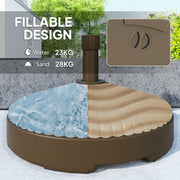 Brown 28kg Sand or 23kg Water Filled Garden Parasol Base Outdoor Umbrella Stand by Outsunny