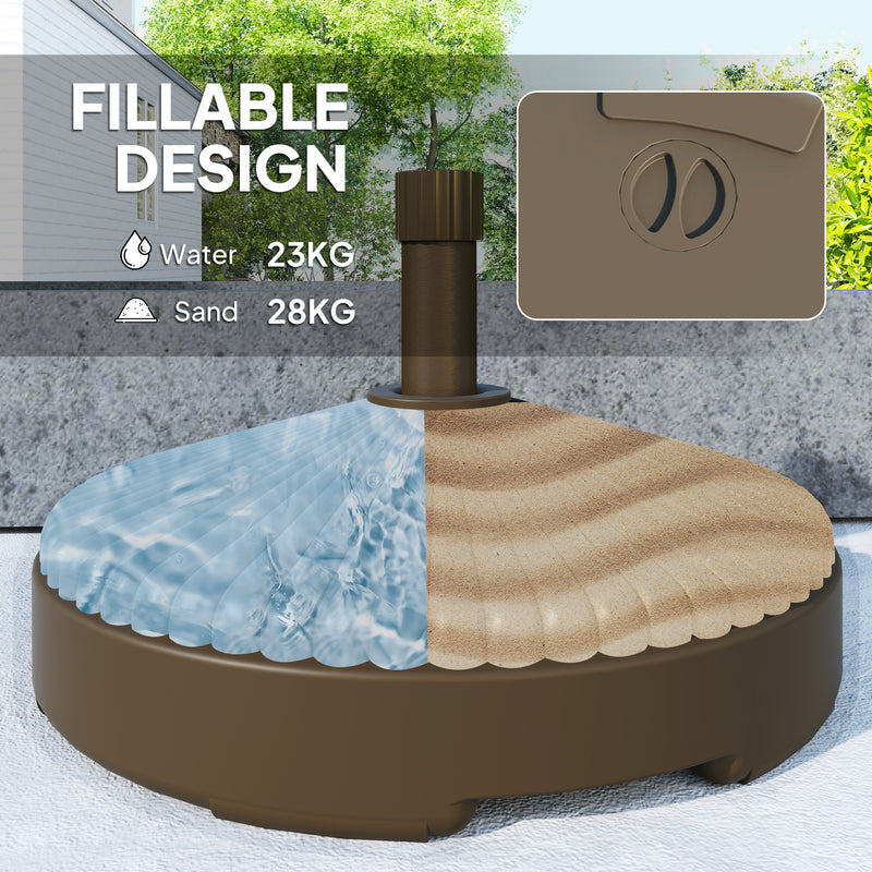 Brown 28kg Sand or 23kg Water Filled Garden Parasol Base Outdoor Umbrella Stand by Outsunny