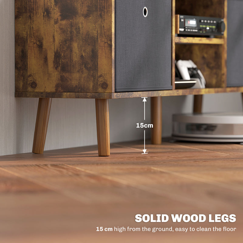 Rustic Brown TV Cabinet Stand for TVs up to 50 Inches with Foldable Drawers by HOMCOM