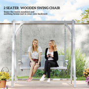 2 Seater Wooden Garden Swing Chair with Hammock Bench in Grey by Outsunny