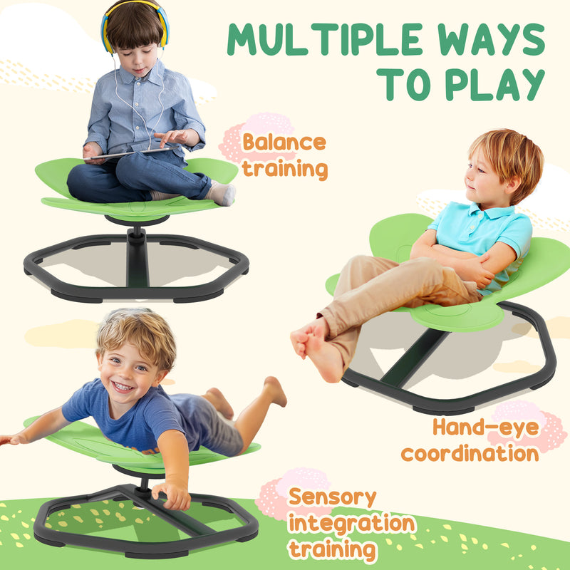 Butterfly Shaped Kids Swivel Chair for Sensory Play and Balance Training Green AOSOM