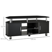 Black TV Unit For TVs Up To 55 Inches With Storage Shelves And Cupboard For Living Room