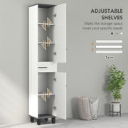 White 190cm Slim Bathroom Storage Floor Cabinet with Shelves by HOMCOM
