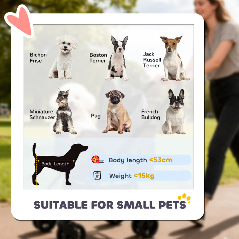 Pet Pram with Detachable Carrier for Easy Walks and Travel for Small Dogs or Cats Grey AOSOM