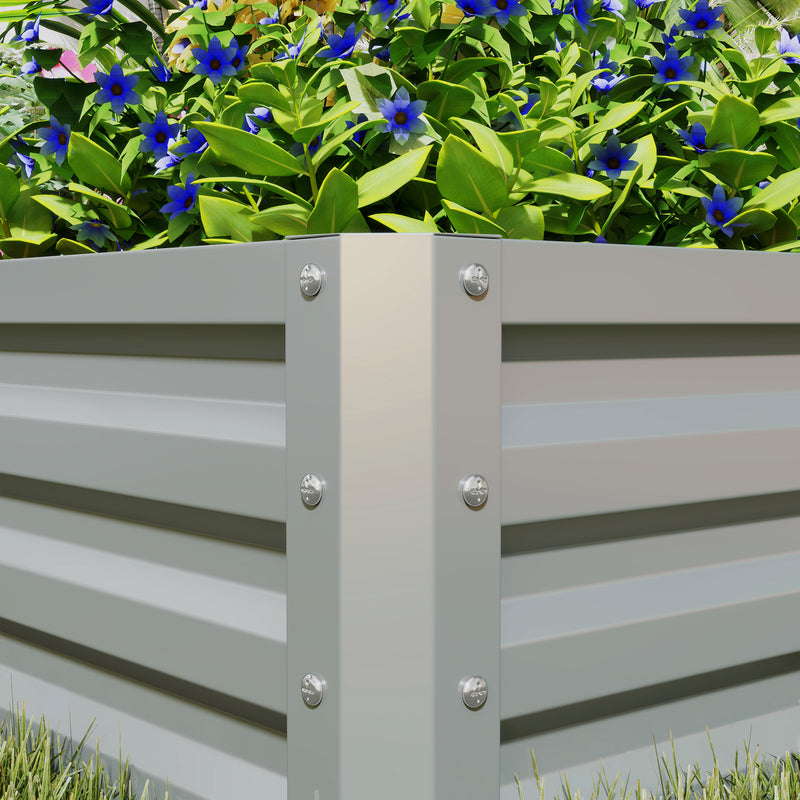 Set of Two Light Grey Steel Planter Boxes 60 x 60cm for Garden and Patio by Outsunny