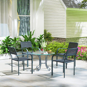 Set of 4 Stackable Rattan Effect Garden Chairs with Armrests Weather Resistant by Outsunny