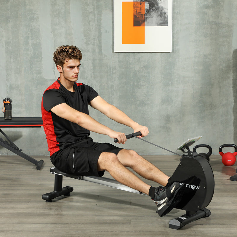 Folding Magnetic Rowing Machine with 16 Resistance Levels in Black for Home Fitness by SPORTNOW AOSOM