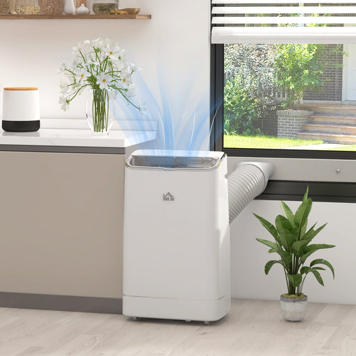 14000 BTU Smart Mobile Air Conditioner Heater and Dehumidifier with Timer, White