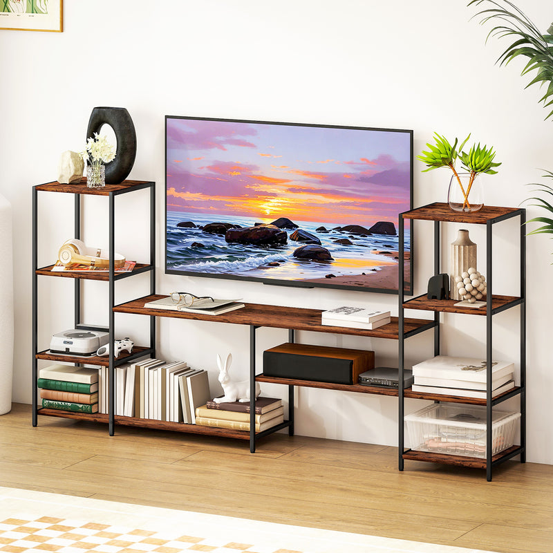 Industrial TV Stand for TVs up to 55 Inches with Storage Shelves for Living Room Use