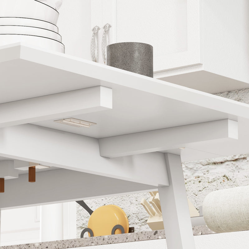 White Wooden Folding Dining Table Drop Leaf Space-Saving Table for 2-4 People by HOMCOM