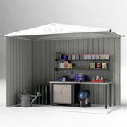 8x4 ft Metal Garden Storage Shed with Window Vents and Lockable Door Light Grey by Outsunny