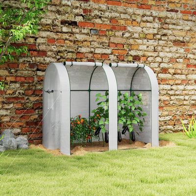 Mini Two Room Greenhouse 94 x 185 cm White Weather Resistant by Outsunny