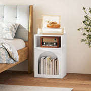 Bedside Table with Open Storage for Small Bedrooms Slim Space Saving Design White Homcom