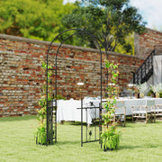 Garden Arch Trellis with Double Gate for Climbing Plants and Privacy Black Outsunny