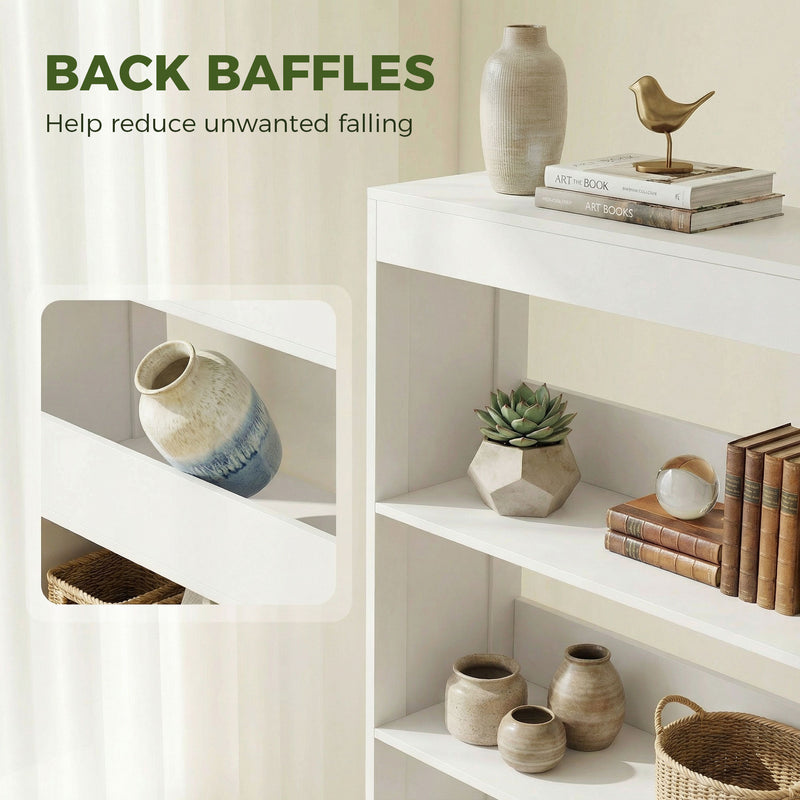 Bookshelf with 4 Shelves and Cubes for Organising Books and Decor White Homcom