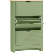 Slim Shoe Cabinet for Hallway Storage Fits 18 Pairs Easy Clean High Gloss Green AOSOM
