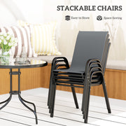 Five Piece Steel Patio Set with Glass Top Table Dark Grey by Outsunny