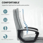 Ergonomic Double Padded Office Chair With Linen Look Fabric For Home Or Work Grey AOSOM