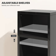 Set of 2 Tall CD Storage Shelves for Media Organisation with High Gloss Finish Black