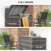 Dark Grey 627L Rattan Garden Storage Box Weatherproof Outdoor Chest by Outsunny
