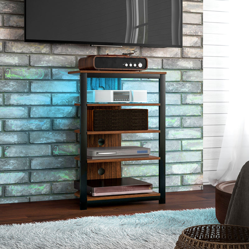4 Tier Corner TV Stand with LED Lights and Storage for TVs up to 29 Inch, Grey